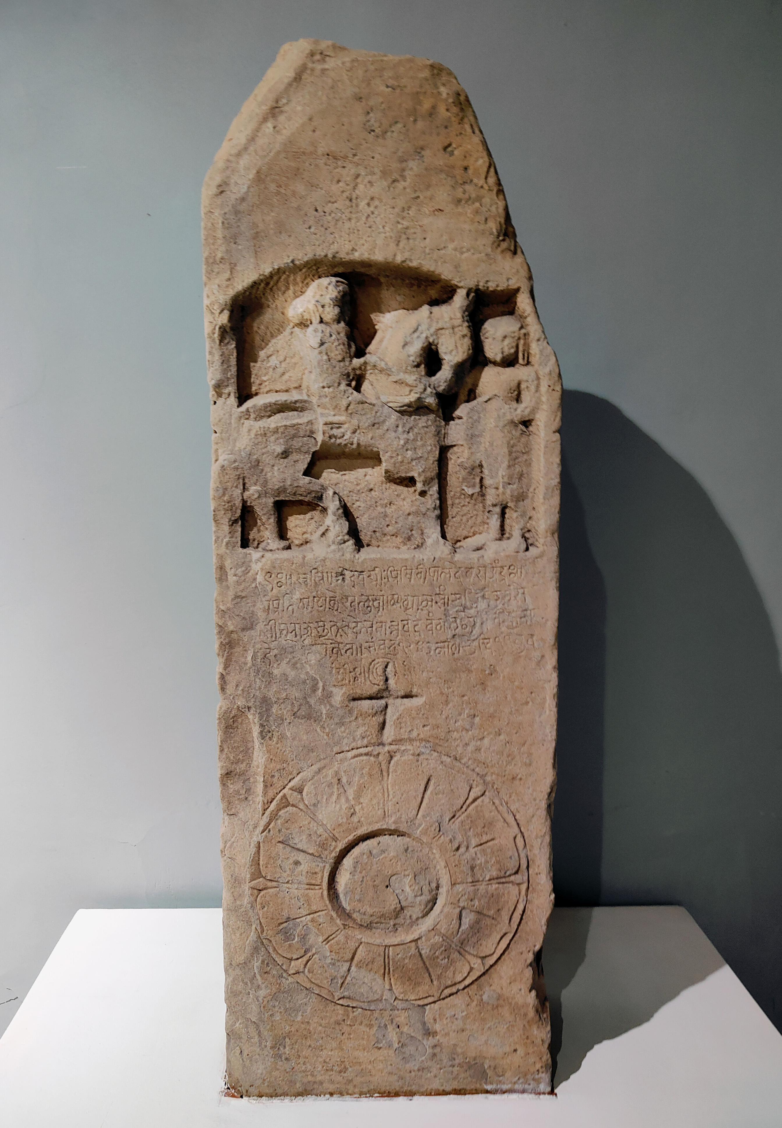 This is an inscribed mediaeval memorial stone from Sikar.