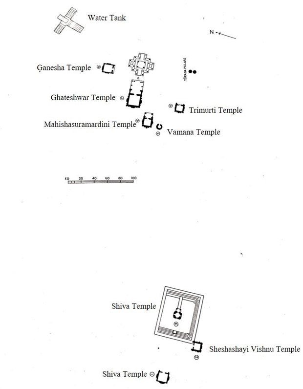 Image 3: Plan of the Baroli group of temples, Baroli, Rajasthan. (After Dhaky. M.A. ETIA Vol II, Part III Fig 168.)