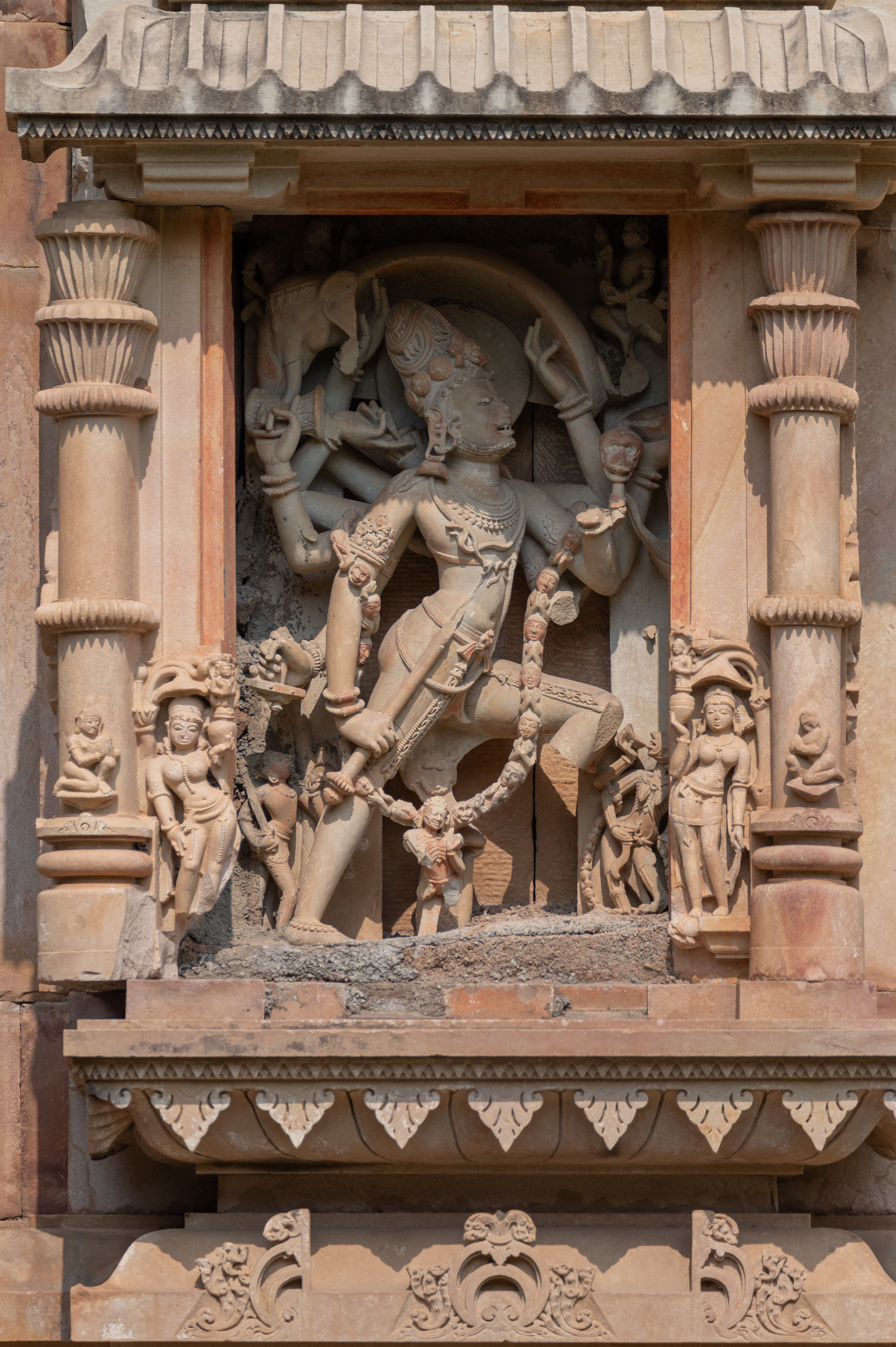 Image 15: Depiction of the Andhakasuravadha form of Shiva in the southern bhadraratha (central projection), Ghateshwar Temple.