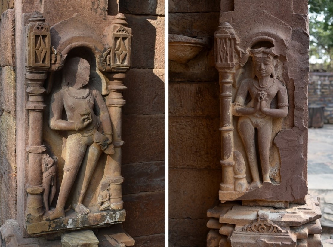 Image 5: Male figure with an attendant and a devotee (left) and ascetic (right).