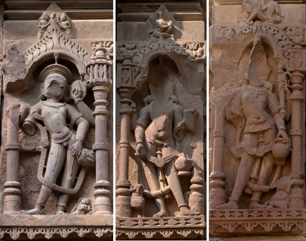 Image 12: Nirutti (left), Agni (centre) and Indra (right) on the southern wall.